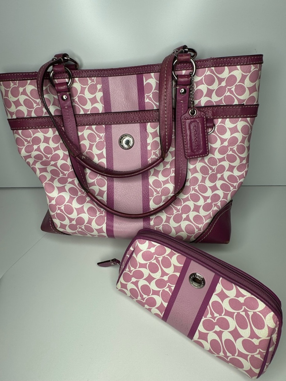Y2K Vintage Well Loved 2010 COACH Chelsea bag and coin purse. Cool little set